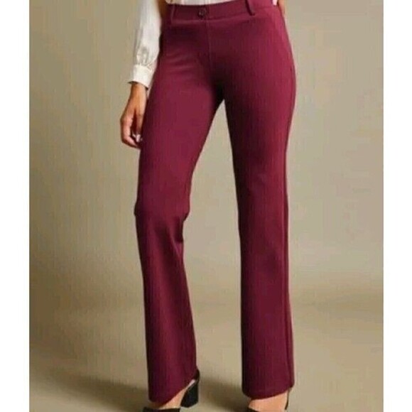 Betabrand Womens Pants Size M Maroon Classic  Straight Leg 32" Inseam - Picture 1 of 6